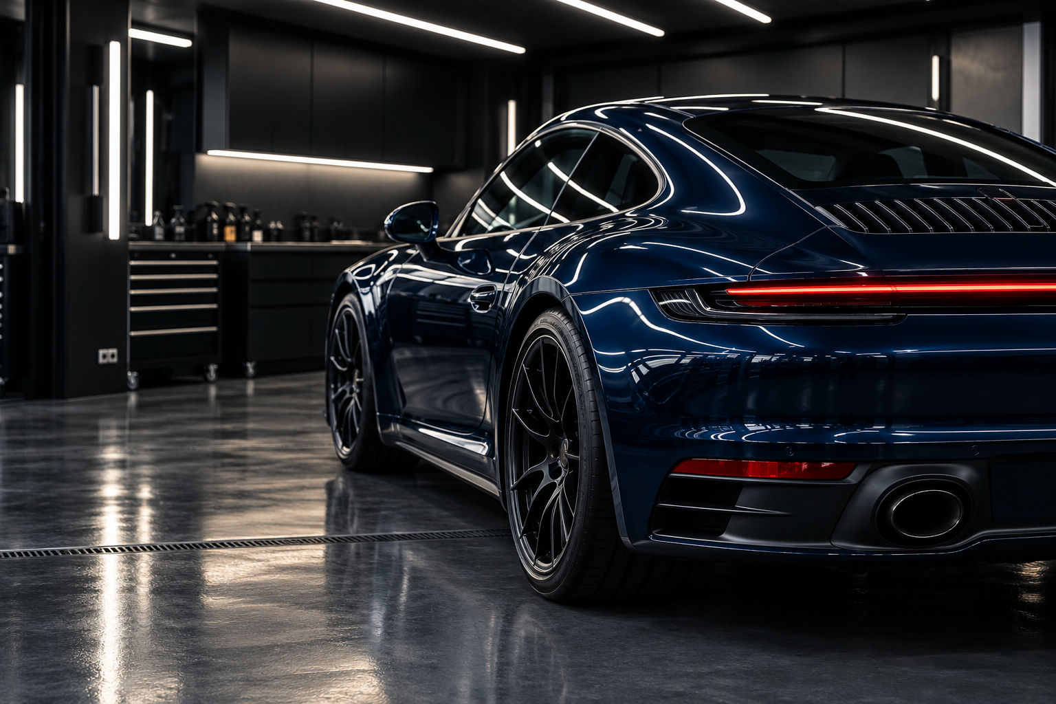 Polished blue car concept for Gloss Garage